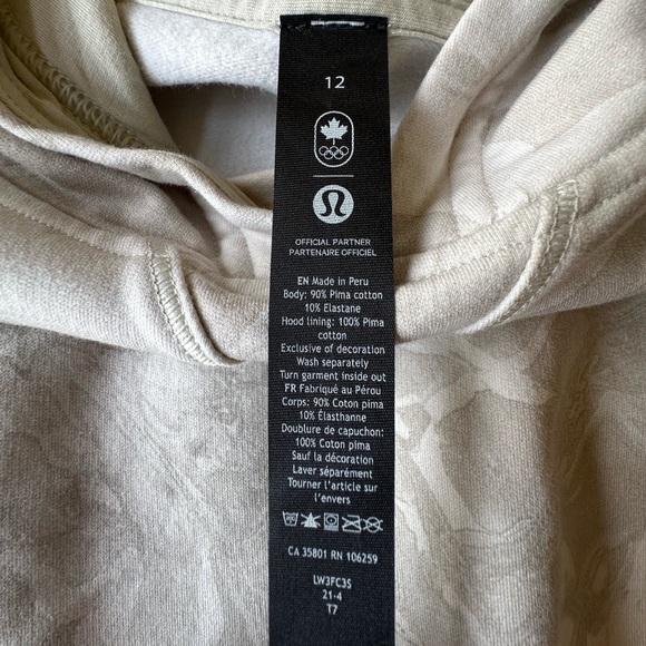 Lululemon Team Canada All Yours Cropped Hoodie Maple Metamorphosis Light Neutral - Picture 8 of 9